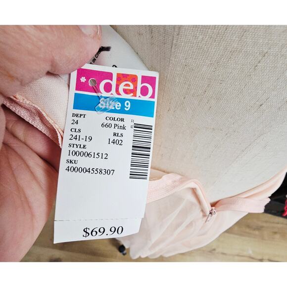 Vtg Deb Pastel Pink Sheer Mesh Chiffon High Low Mini Dress Fairy Whimsical 9 - Picture 10 of 12